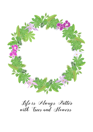 Jungle Flowers. Floral and Plants sketches. Hand Drawn Elements. Vector Illustrationのイラスト素材