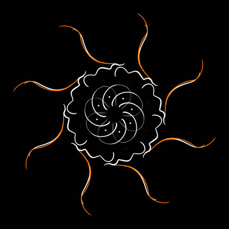 Polar Illustration, Abstract ornament, decorative style, floral elements, lace, style and inspiration for embroidery, cyclic drawing picture.の写真素材
