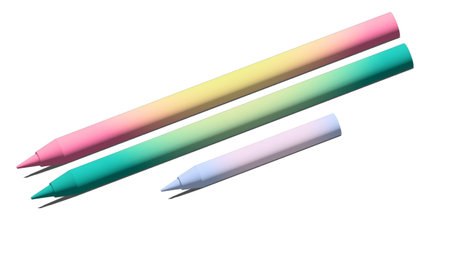 Colored pencils 3d shapes, isolated objects, bright colors, stationery, school theme.の写真素材