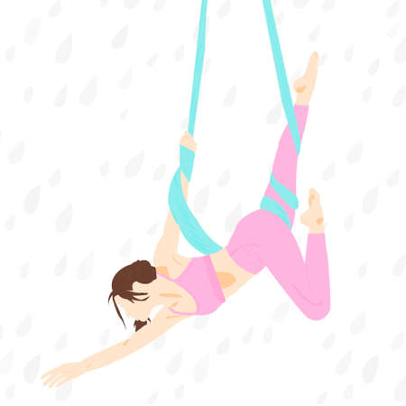 aerial yoga fly hanging hammock woman pinkの写真素材