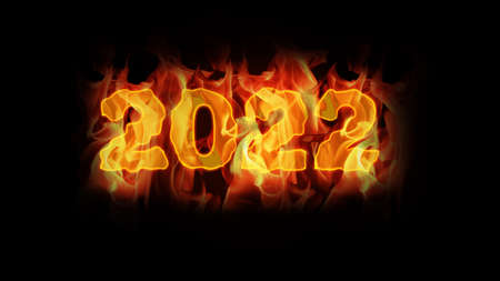 conquer 2022 happy new year on fireの写真素材