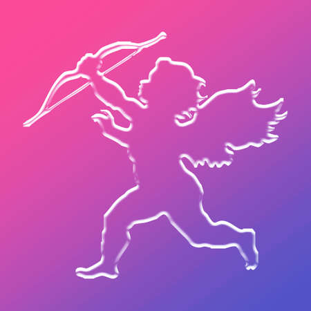 cupid design glowing with pink and blue backgroundの写真素材