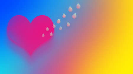 love shape with tears pink to yellow background wallpaperの写真素材