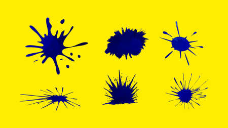 splatter blue texture yellow background wallpaperの写真素材