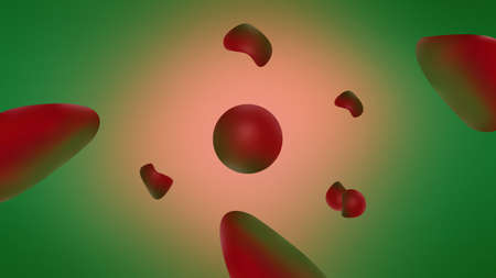 3d flying sphere and shape backgroundの写真素材