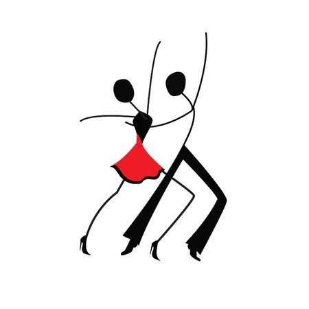 Dancing man and woman, stick figures