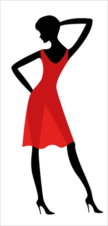 Woman in a red dress Printの写真素材