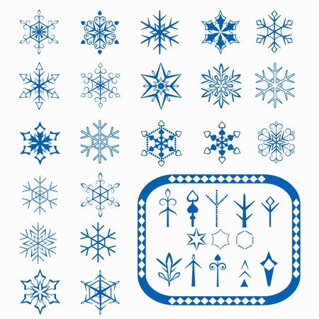 Set of snowflakes and elementsの写真素材