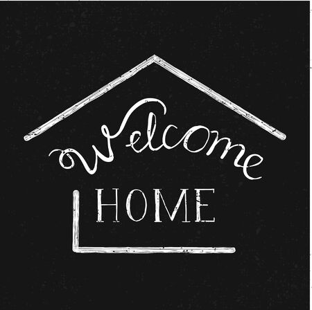 Inscription - welcome - and the drawing in form of houseのイラスト素材