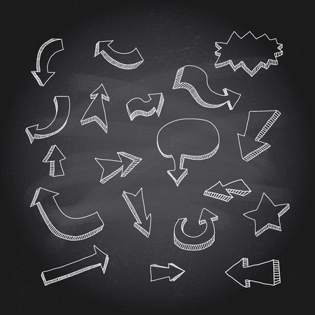 Hand drawn arrows icons set on chalkboardのイラスト素材