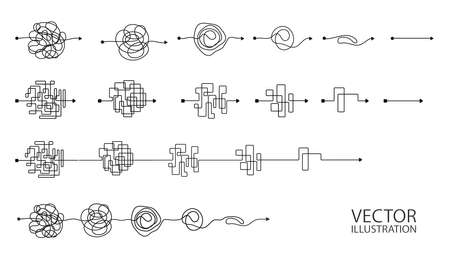 Set of messy clew symbols line of symbols with scribbled round elementのイラスト素材