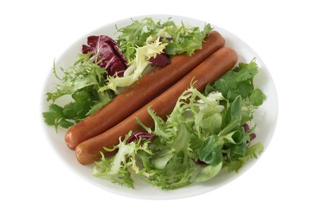 sausages with saladの写真素材
