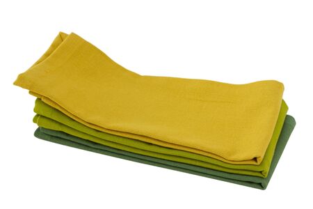 green napkins on white backgroundの写真素材