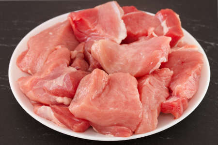 pork on the plateの写真素材