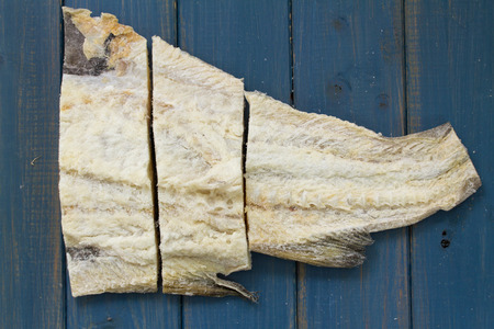 cod fish on blue backgroundの写真素材