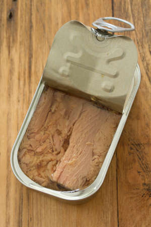 tuna on brown wooden backgroundの写真素材