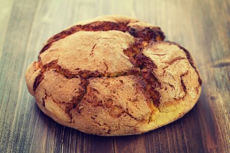 corn bread on brown woden background