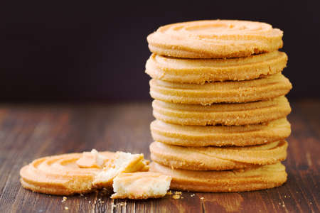 cookies on brown wooden background