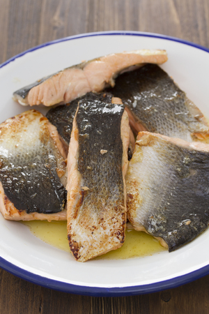 Fried salmonの写真素材