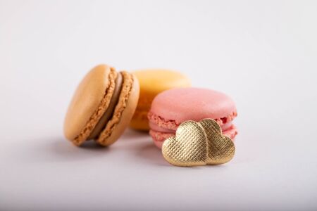 delicious colorful macaroons on gray backgroundの写真素材