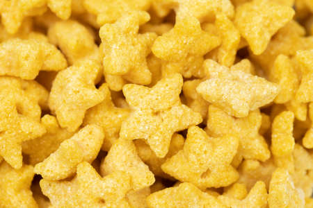 sweet yellow corn flakes macroの写真素材