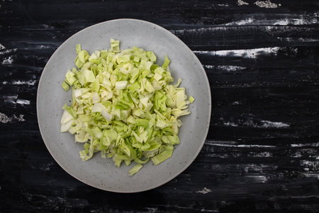 cabbage on the beautiful gray plateの写真素材
