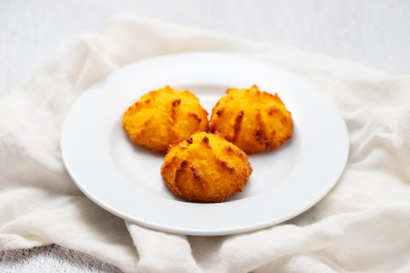 Coconut cookies on small plateの写真素材