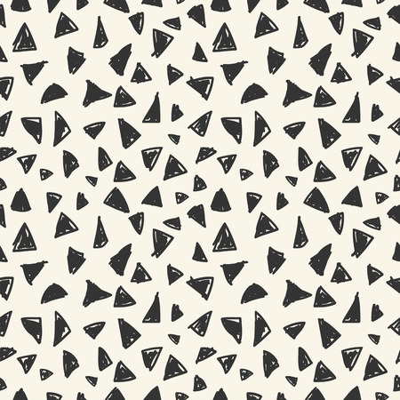 Simple seamless abstract pattern with black sketch triangles on a light backgroundのイラスト素材
