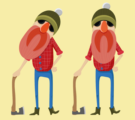 Hipster lumberjack in dark glasses with a modern cartoon styleのイラスト素材