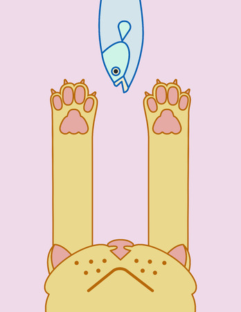 Cartoon cat catch fish print modern illustrationのイラスト素材