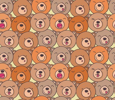 Seamless pattern of funny bears with different emotions funnyのイラスト素材