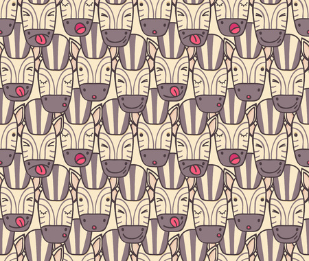 Seamless pattern of zebra muzzles of different emotionsのイラスト素材