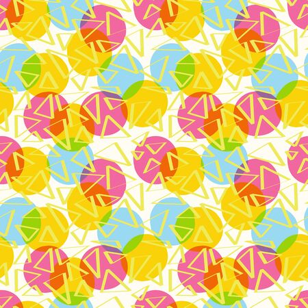 Seamless pattern abstract color with circles and triangles of CMYKのイラスト素材