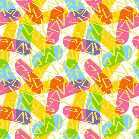 Seamless beautiful pattern of sticks and triangles of CMYKのイラスト素材