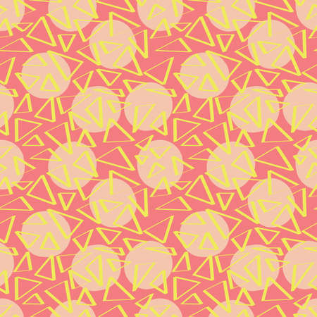 Abstracciones pink seamless pattern with circles and yellow trechaleidaeのイラスト素材