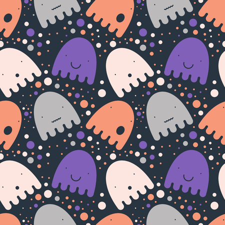 Seamless pattern of colorful Ghost for a holiday Halloweenのイラスト素材