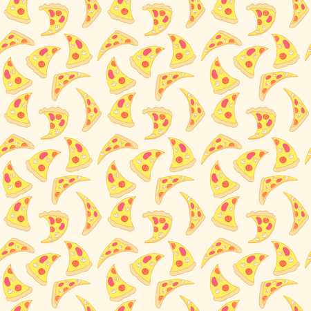 Seamless pattern of hot pizza slices for the background or the packagingのイラスト素材