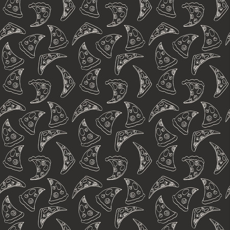 Pattern monochrome pizzaのイラスト素材