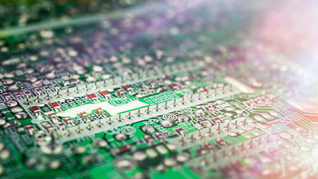 Green micros, concept of modern technology with a glareの写真素材