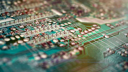 Green micros, concept of modern technology with a glareの写真素材