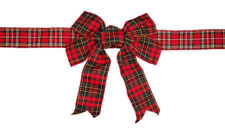 Isolated beautiful red-green bow on a white backgroundの写真素材
