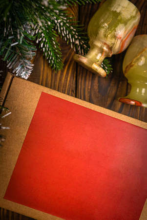 Gift under the tree top view with copy spaceの写真素材