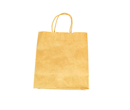 One isolated paper eco friendly kraft bag on white background front viewの写真素材