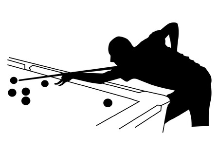 Man playing billiards silhouetteのイラスト素材