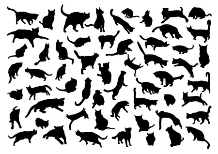 Silhouettes of catsのイラスト素材