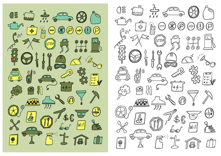 Car hand drawn setのイラスト素材