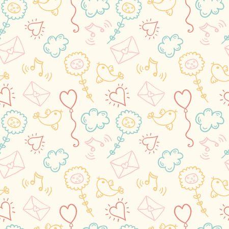 Birthday hand drawn color seamlessのイラスト素材