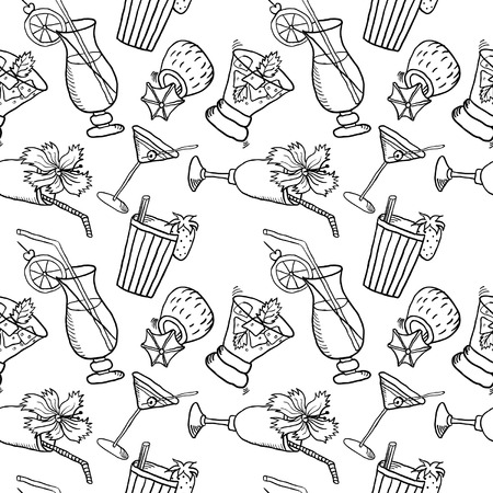 Hand Drawn Cocktails Seamlessのイラスト素材