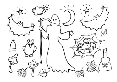 Halloween Hand Drawn Cartoon Setのイラスト素材