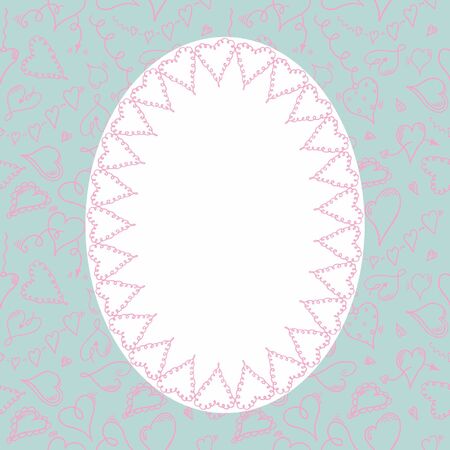 Frame on background with hand drawn heartsのイラスト素材